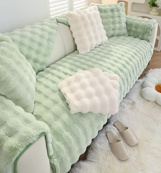 Faux Fur Couch Covers for Sofa Thick Fuzzy Sofa Covers for Dogs | Soft Warm Couch Cover Shaggy Fuzzy Sectional Sofa Cover Non-Slip Plush Sofa Slipcover Furniture Protector by WelcometoXSlive
