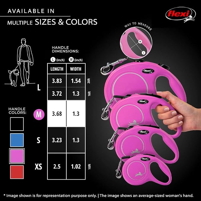 FLEXI® Classic Cord Retractable Dog Leash, Medium, 16 ft - Pink | German engineered, original flexi leash, durable quality for dogs up to 44 lbs, tangle-free, walking, reliable brake system - Image 5