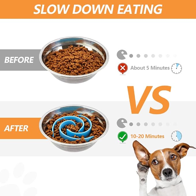 Slow Feeder Dog Bowls Insert, Animire Soft Silicone Slow Eating Dog Food Bowl for Small, Medium and Large Dogs, Compatible with Regular and Elevated Bowls - Image 2