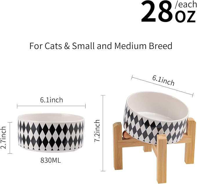 Elevated/Raised 15°Tilted Anti Slip Ceramic Dog Bowl for Small/Medium Breeds,Slanted Bulldog Big Face Pet Food Water Feeding Dish with Stand for Cats and Dogs (3.6 Cups/28 OZ) Black Chestnut - Image 2