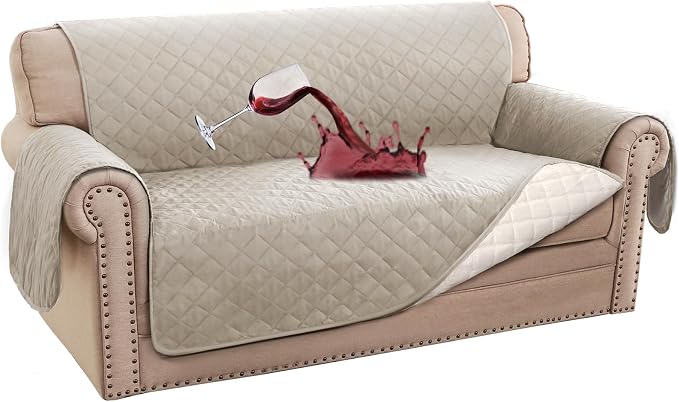 Turquoize 100% Waterproof Couch Cover Sofa Covers for 2 Cushion Couch Loveseat Covers Triple Non-Slip Couch Cover for Dogs Washable Furniture Protector Cover for Pets, Kids,Dog (Loveseat 54",Pale Oak) by Turquoize