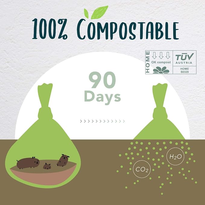 Dog Poop Bag with Holder, Compostable Dog Bags for Poop, Vegetable-Based Doggy Poop Bags, Eco-Friendly, Unscented, Extra Thick and Leak Proof, 120 Counts, 10 Rolls, 9 x 13 Inches - Image 2