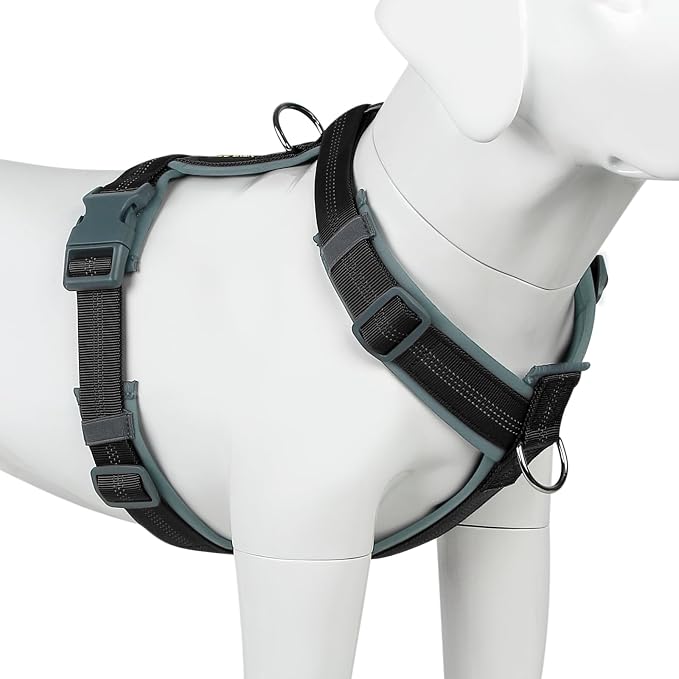 Plutus Pet No Pull Dog Harness, Adjustable Nylon Harness with Soft Padding | Reflective with Front Clip, Heavy Duty for Training and Walking, for Small Medium Large Dogs, Black, XL by PLUTUSPET
