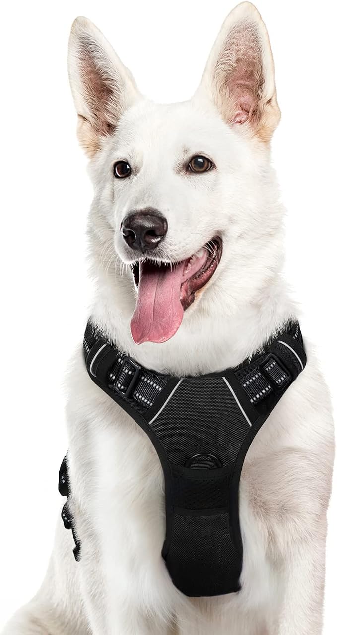 Eagloo Dog Harness for Large Dogs, No Pull Pet Vest with 2 Leash Clips | No Choke with Handle, Adjustable Comfort Fit, Reflective Strips, Easy Walking Control, Black, X-Large by GoExplorewithEagloo
