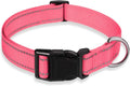 Reflective Dog Collar, Puppy Collar with Buckle Adjustable, Light Pink XL | Breathable Nylon Collars for Small Medium Large Dogs, No Chafing on Walks and Outdoor Hikes, Metal D-Ring, Night Safety by BOOMIBOO