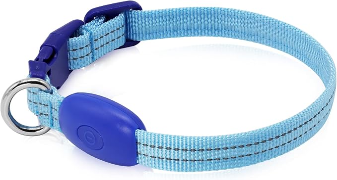Light Up Dog Collar, Rechargeable USB Collar, Waterproof, Luminous LED Collar, Adjustable, Super Bright, Night Walking for Small Medium Large Dogs, Blue, S - Image 7