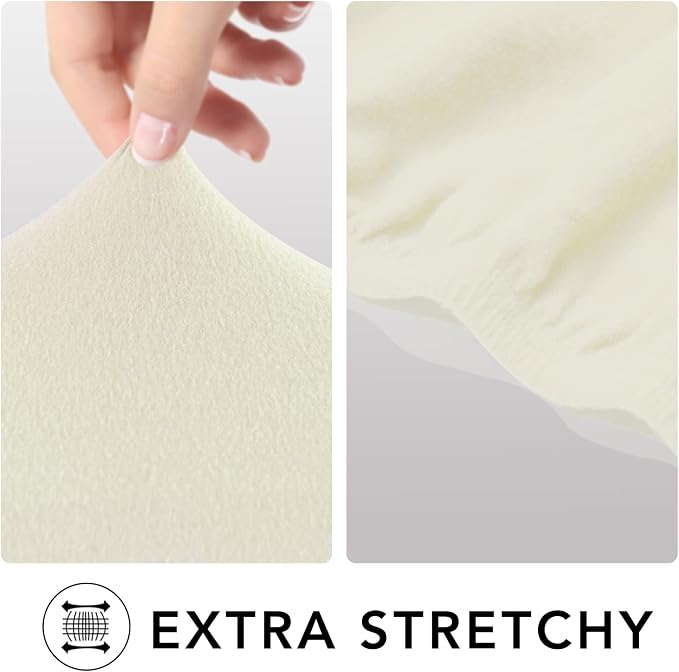 PureFit Super Stretch Chair Covers Fleece Couch Covers for Sofa Ivory | 1-Piece Spandex Couch Cover Soft Couch Protector, Sofa Cover Washable with Non Skid Foam and Elastic Bottom for Kids, Dogs - Image 3