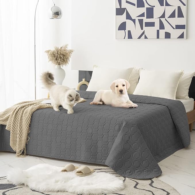 Tcksstex Waterproof and Anti-Slip Dog Bed Cover and Pet Blanket Sofa Pet Bed Mat ，car Incontinence Mattress Protectors Furniture Couch Cover for Most Cats Dogs, Pets（82x82- Dark Grey） by TcksstexFauxFurDogBedCover