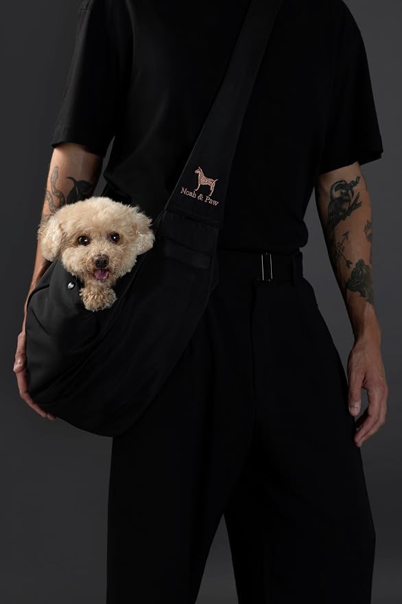Noah & Paw Dog Sling Carrier for Small Dogs 5-18lb, Dog Sling for Small Dogs and Cats, Dog Carrier with Adjustable Padded Strap, Premium Twill, Lined with Fur, Double Safety Feature, Machine Washable - Image 3