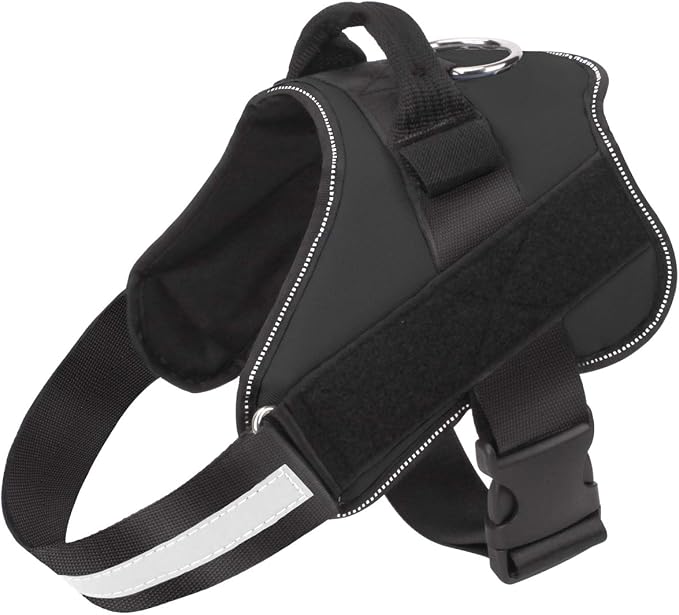 Dog Harness, No-Pull Reflective Dog Vest, Breathable Adjustable Pet Harness with Handle for Outdoor Walking - No More Pulling, Tugging or Choking (Black, L) by Bolux