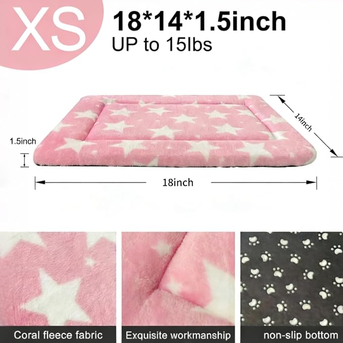 Dog Bed Mat – Soft & Comfortable Dog Kennel Pad for Crate – Durable Crate Bed & Mat for Dogs & Cats – Ideal for Crate, Kennel, and Home Use (Big&Little Stars Pink, XS(18"*14"*1.5")) - Image 5