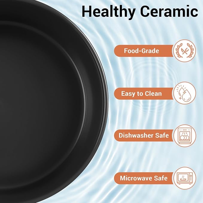 Elevated Dog Bowls, Ceramic Raised Dog Bowl Set with Anti-Slip and Non-Tip Metal Stand, 2 Pack Pet Food and Water Feeding Bowls for Small and Medium Dogs (Black,3.6 Cups) - Image 5