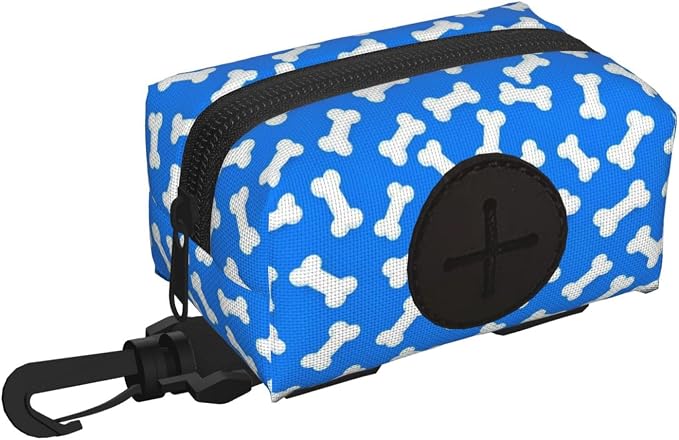 Dog Poop Bag Holder for Leashes - Lightweight Pet Waste Bags Dispenser Doggy Zippered Pouch for Puppy Walking Accessories(Dog Bones) by Xalvyriehf