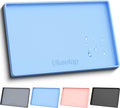 19" x 12" Extra Thick Silicone Mat Waterproof with Raised Edge, Blue | BPA-Free Non-Slip Dog & Cat Food Mat, Feeding Mat for Food and Water Bowls, Spill Proof Mat to Protect Floors by ukeetap