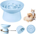 Unbreakable Raised Slow Feeder Bowl for Cats and Small Dogs, Elevated Cat Bowls, Detachable Slow Feede Bowl, Heavy Weighted, Non-Slip Feeder, Whisker Friendly (Blue, Round - 6.2w'' x 1.5h'' inch) by FullCharm