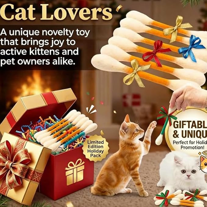6 PCS Swabs Cat Toys with Catnip,Cat Qtip Toy,Cotton Swabs Cat Toys with Catnip,Durable for Chew,Interactive Kitty Kick Sticks for Cat Lovers Gift,Sturdy Teething Chew Toy (Colorful) - Image 3