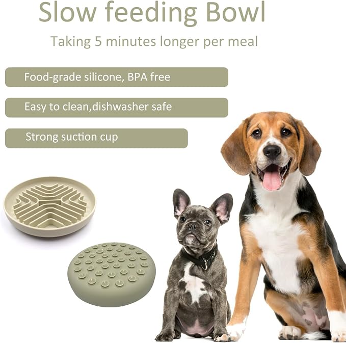 Slow Feeder Bowls for Dogs and Cats, 7.9inch Slow Down Bowl with Suction Cups, Puzzle Pet Bowls Non-Slip Design Dishwasher Microwave Safe (Beige) - Image 2