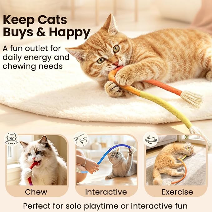 Retro Shaw Catnip Cat Toys Chew Ropes, for Indoor Cats Chew Kicker, 23.6" | Natural Catnip, Durable Safe Teeth Cleaning Chew Toy String, Kitten Nip Kitty Kicking, Interactive Fun, 3 Pack - Image 8