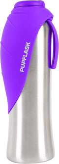PupFlask Large Dog Water Bottle, Portable Stainless Steel Travel Bowl | 27 or 40 oz Leak-Proof Drink Dispenser with Built-In Cup and Carry Strap for Walking, Hiking and Travel; For All Dog Breeds by TuffPupper
