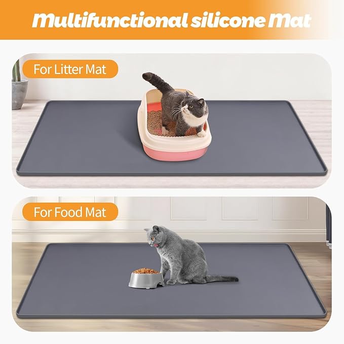 Cat Litter Mats,51"x25.6"Extra Large Silicone Cat Mat for Litter Box | Kalolary Easy to Clean Kitty Litter Trapping Mat,Soft on Kittys Paws,Waterproof, Urine-Proof Kitty Litter Mats for Floor,Grey - Image 6