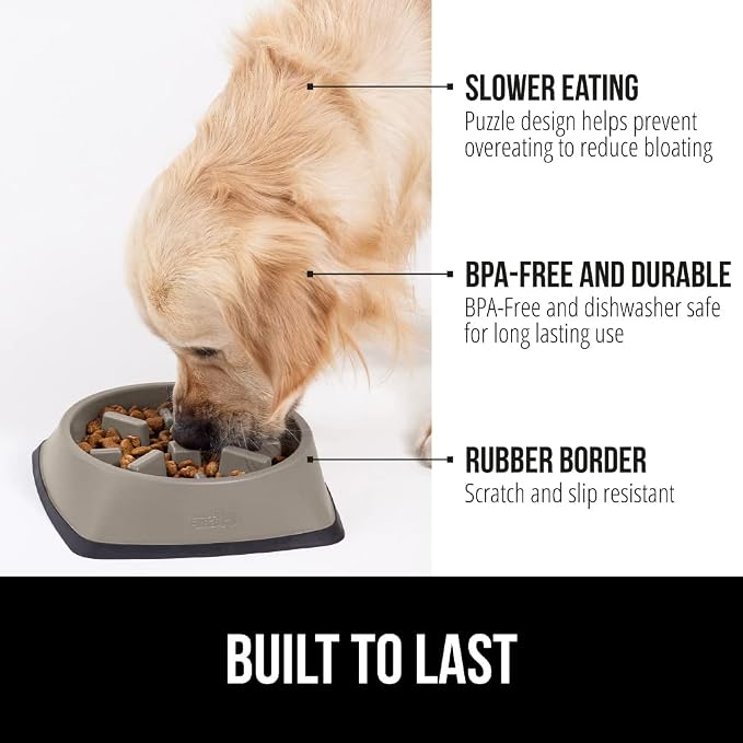 GORILLA GRIP® Patented Slow Feeder Dog and Cat Bowl, BPA Free, 2 Cup Beige | Interactive Puzzle Toy for Food Training Enrichment, Keeps Pets Busy and Prevents Puppy Overeating, All Breeds - Image 2