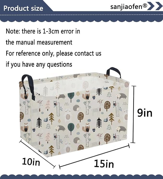 Sanjiaofeng Rectangular Cute Animals Storage Baskets,Foldable Kids Toy Clothes Bins for Bedroom,Woodland Animal Basket,Books Box, Gift Basket(Tree Trunk Animals) - Image 7