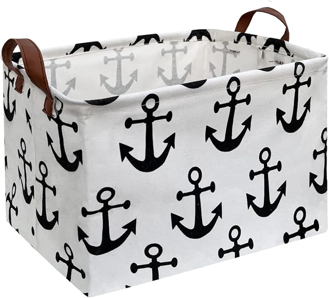 CLOCOR Rectangular Storage Basket,Collapsible Storage Bin,Gift Baskets(Anchor) by CLOCOR