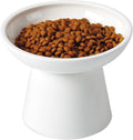 LoeJan Elevated Food and Water Bowls Set, Extra Wide and Raised Ceramic Feeder, Anti-Vomit Whisker-Free Pressure Cat Feeding Bowl for Kittens Adult Cats Small Dogs (White, Food Bowl) by LoeJan