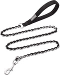 Chain Dog Leash Chew Proof Metal Leash for Medium Large Dogs, Chain Link Dog Leash Anti Chew 5.2FT Strong Anti Bite Dog Leash Comfortable Soft Padded Handle Black 3.0 | Three Sizes 7.25FT/5.2FT/4FT, Woven From Nylon Rope And Chain, Durable And Bite-Res... by S-ETOVUS