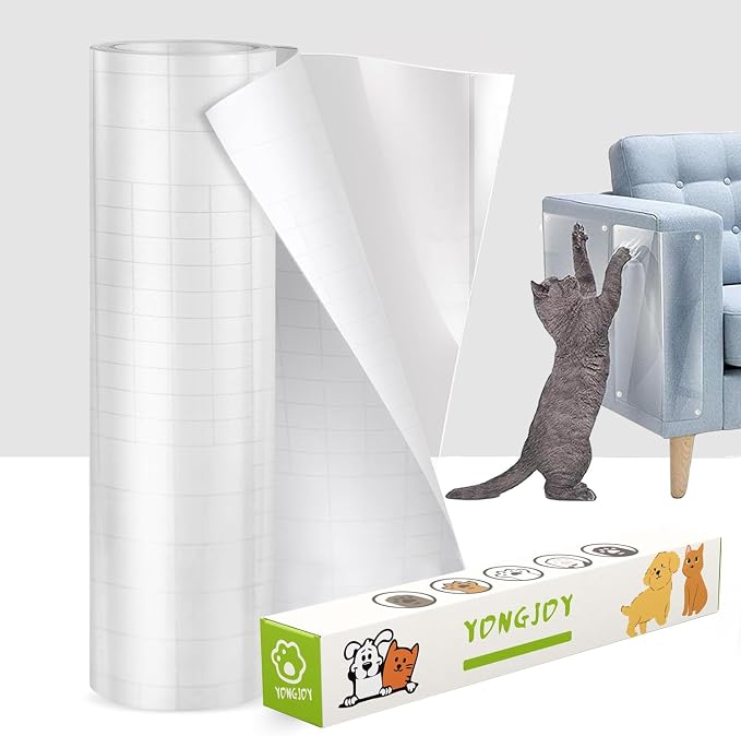 yongjoy Cat Scratch Furniture Protector, 316" x 11.8" Clear Tape | Extra-long roll, 0.12mm thick vinyl, flexible design, customizable size, suitable for large furniture areas by Yongjoyalwaysstandsbyyou