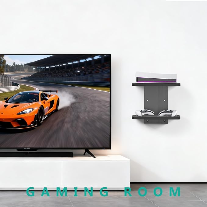 WALI Floating TV Shelf, 2 Tier Projector Shelf for DVD Players, Routers, Game Consoles, Cable Boxes, Living Room Decor Accessories, Wall Mount Shelves Holds Up to 22lbs (CS202NB), 2-Shelf, Black - Image 8