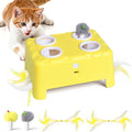 Interactive Cat Feather Toy Cheese Box 3in1 Whack a Mole | 3 Play Modes, Paw-Safe 4 Hole Whack-a-Mole, Anti-Slip Base, 4 Interchangeable Accessories, USB Rechargeable Auto Cat Toy by PETSWEET