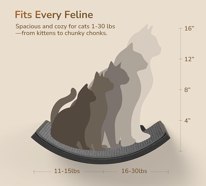 Wall Mounted Curved Cat Hammock with Grey Sisal Pad – Scratch-Friendly Cat Nest Perch for Wall – Large Floating Bed for Indoor Cats - Image 6