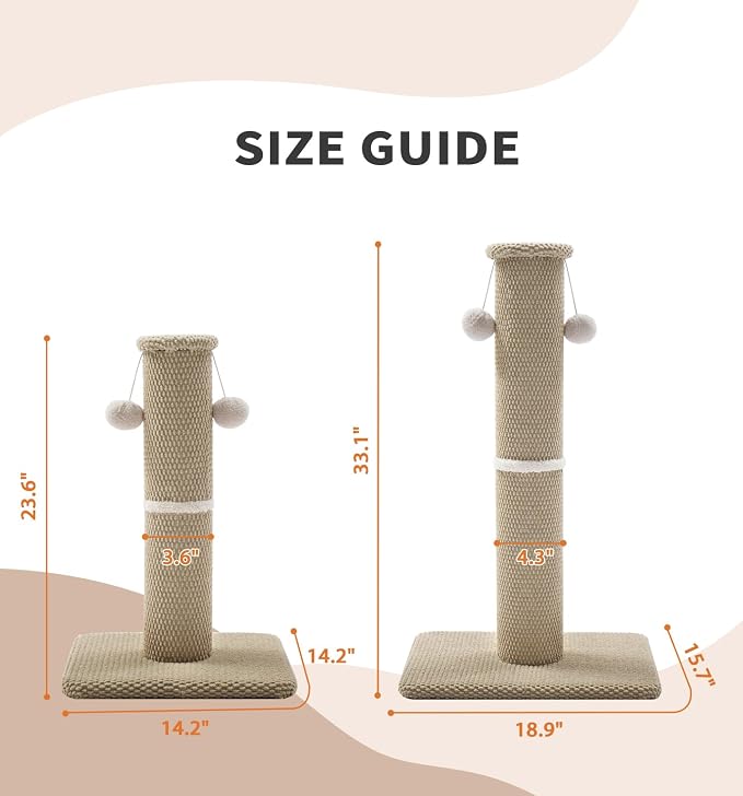 Made4Pets Cat Scratching Post, Carpet Cat Scratcher for Indoor Cats, 23.6" | Compact Base, Hanging Balls for Play, Easy Assembly with Tools, Vertical Scratching for Kittens and Smaller Cats, Beige - Image 9