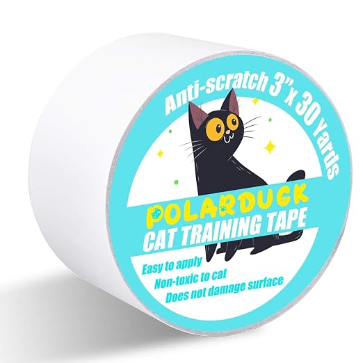 Polarduck Anti Cat Scratch Tape: 3 inches x 30 Yards Cat Training Tape 100% Transparent Clear Double Sided Cat Scratch Deterrent Tape Furniture Protector for Couch, Carpet, Doors, Pet & Kid Safe by Polarduck