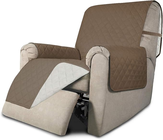Easy-Going Reversible Couch Cover, Recliner 19 in, Camel/Ivory | Machine Washable Slipcover For Dogs, Water Resistant Furniture Mat For Living Room, Non-Slip Sofa Cover, Pet Friendly by Easy-Going