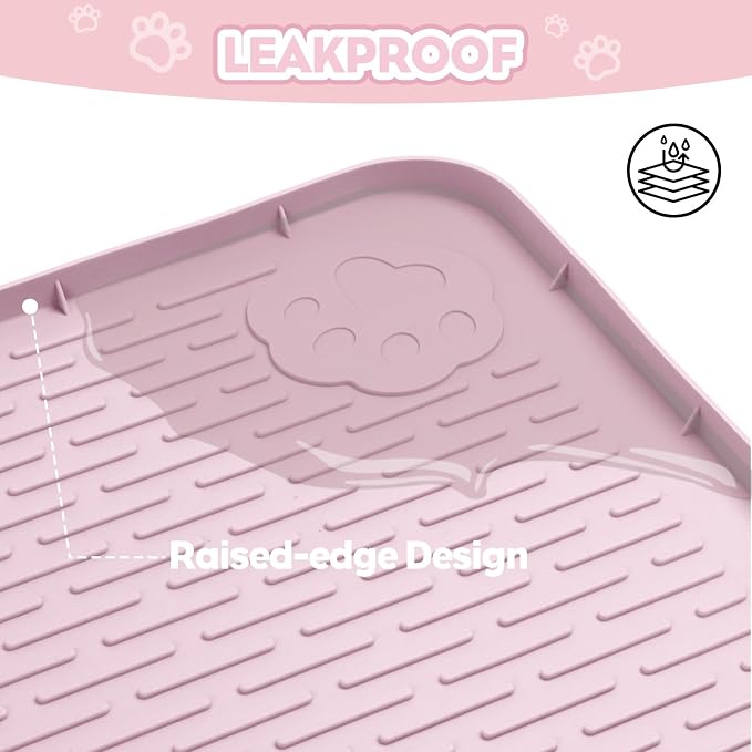 Silicone Cat Litter Mat for Litter Box 34”x22” Large Cat Mat, Pink | Waterproof, Non-Slip, Leak-Proof Rug Mat with Lip, Easy to Clean, Extra Large Litter Catcher Mat for Floor - Image 7