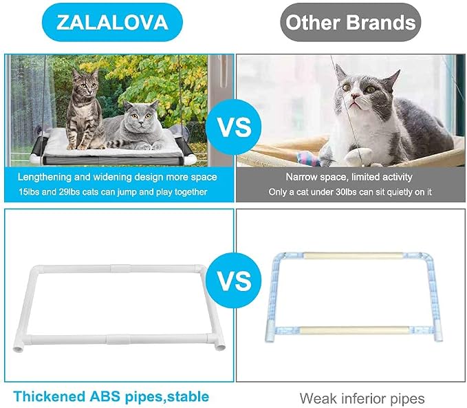 Cat Window Perch, Cat Hammock w/Fleece Blanket, Screw Suction Cups, Brown | Window Bed Holds 2 Large Cats, Sturdy Resting Seat Indoor with One Extra Suction Cup - Image 6