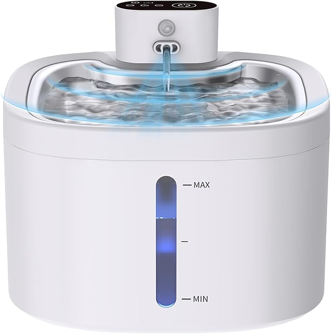 Cat Water Fountain Wireless: 118oz/3.5L Battery Operated Pet Water Fountain for Cats Indoor with Motion Sensor, Quiet Automatic Fountain with Stainless Steel Tray(2Filters) by Jaojcoe
