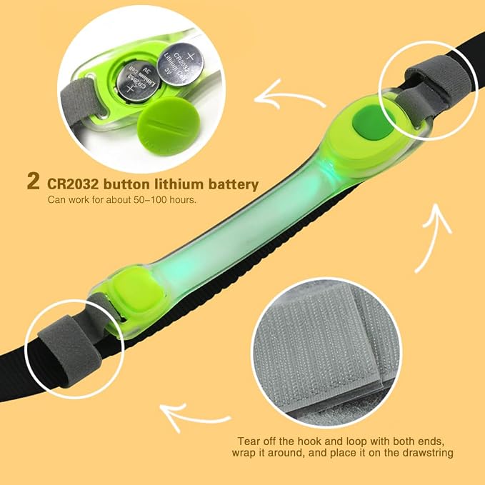 2 Pack LED Light for Dog Leash Harness, Light Up Dog Collar with Nylon Stickers, Waterproof Glow Light Easy to Attach to Collar Leash and Harness, Safety LED Light Up Band for Dogs at Night Walking - Image 2