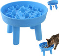 Silicone Slow Feeder Cat Bowl with Detachable Stand, Blue | Elevated Cat Bowls for Dry and Wet Food, Non-Slip Puzzle Food Bowl for Puppies & Cats, Digestion Anti Vomit by Bartuke