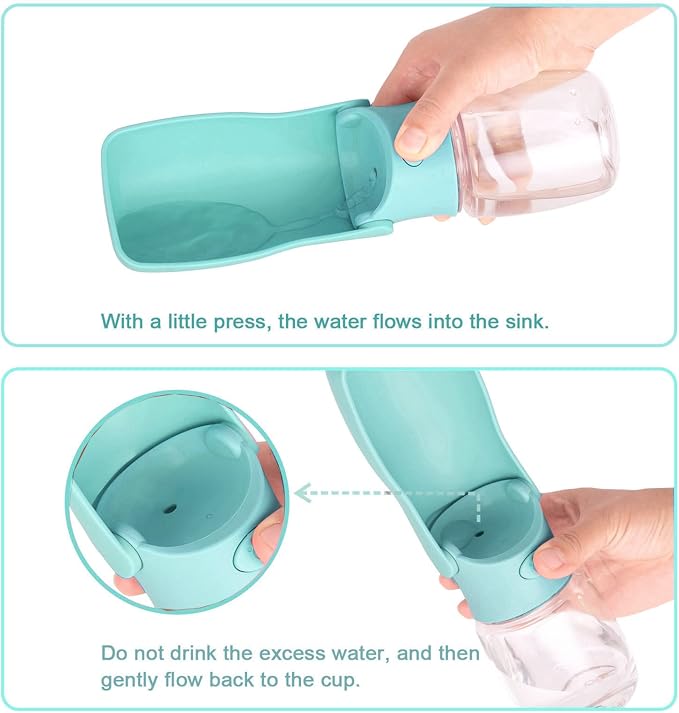 Portable Dog Water Bottle, Foldable Water Bottle for Dog, Blue, 12oz | Leak Proof Dispenser, Dishwasher Safe, Puppy Travel Water Bowl Fit for Cat, Rabbit, Small Animals Walking, Hiking, Travel - Image 4