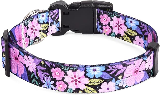 Mihqy Dog Collar for Large Dogs, Fashion Design, Floral Pink,L | Neck Fit 14.9"-24.8", Multiple Patterns, 4 Sizes for Small Medium Large Dogs, Comfortable for Walks and Outdoor Hikes - Image 2
