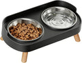 Elevated Cat Bowls, 2 Stainless Steel Raised Cat Food and Water Bowl Set, Splash Proof & Non-Slip, Whisker Fatigue Friendly, Dishwasher Safe for Cats and Small Dogs - Black by Unknown