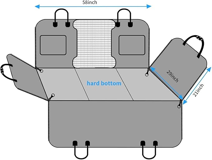 URPOWER Back Seat Extender for Dogs, Large Hard Bottom Dog Car Seat Cover | Supports 550 lbs, Stable 3-Panel Hard Bottom, Added High-Density Foam for Comfort, Waterproof 900D Oxford, 45% More Space - Image 5