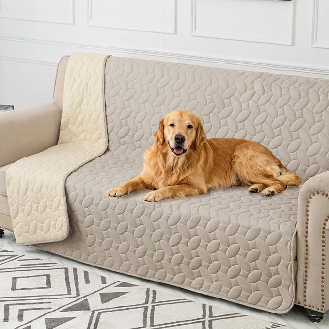 Ameritex Waterproof Pet Bed Cover Anti-Slip Dog Bed Blanket for Sofa and Furniture Waterproof New Pattern Design (Khaki, 82x102 Inch (Pack of 1)) by Ameritex