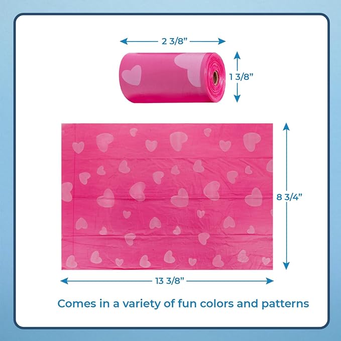 Best Pet Supplies Poop Bags for Dogs - Pink Heart, 360 Count | Scented, Leak-proof, Easy-Tear perforations, 15 Thick Bags per roll, Outdoor Walking & Travel, Fits Standard Holders - Image 4