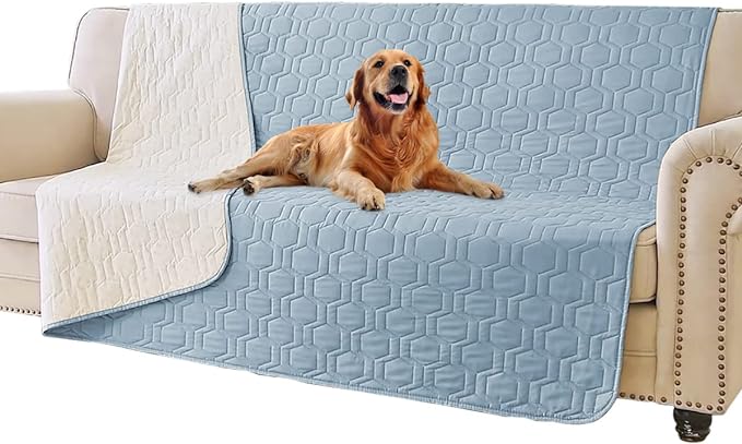 Tcksstex Waterproof and Anti-Slip Dog Bed Cover and Pet Blanket Sofa Pet Bed Mat ，car Incontinence Mattress Protectors Furniture Couch Cover for Most Cats Dogs, Pets（52x82-Stoneblue） by TcksstexFauxFurDogBedCover