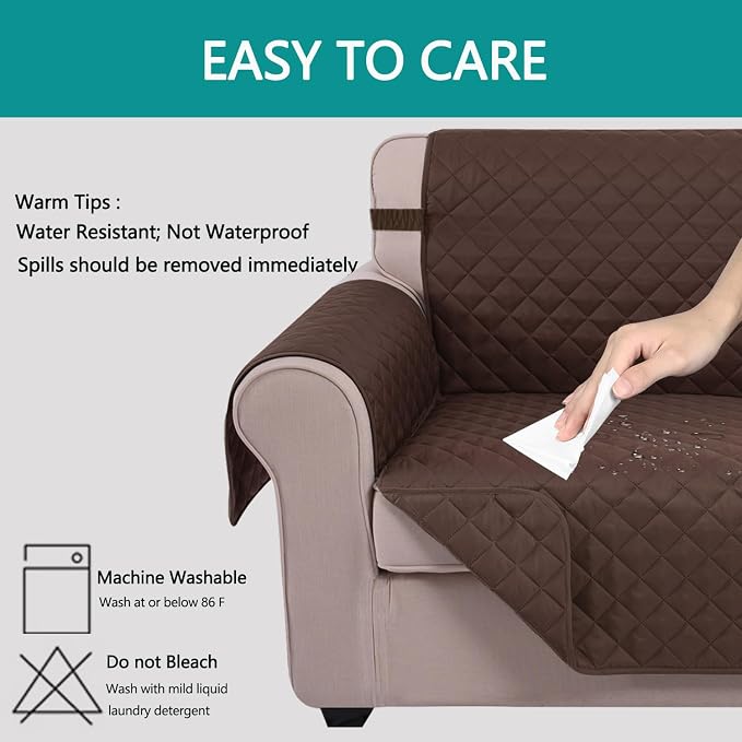 U-NICE HOME Large Sofa Cover Reversible Couch Cover for Dogs, Chocolate | 78''Oversized, Washable, Pet Friendly, Elastic Straps, Water Repellent, Furniture Protector Mat for 3 Cushion Couch - Image 5