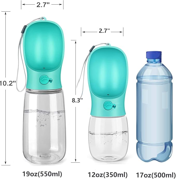 Kalimdor Dog Water Bottle, Leak Proof Portable Puppy Water Dispenser with Drinking Feeder for Pets Outdoor Walking, Hiking, Travel, Food Grade Plastic (12oz Blue) - Image 5